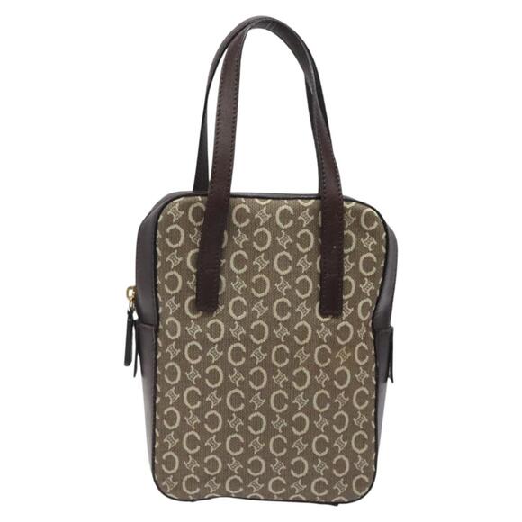 CELINE C Macadam Canvas Hand Bag Brown Gold - Picture 2 of 12